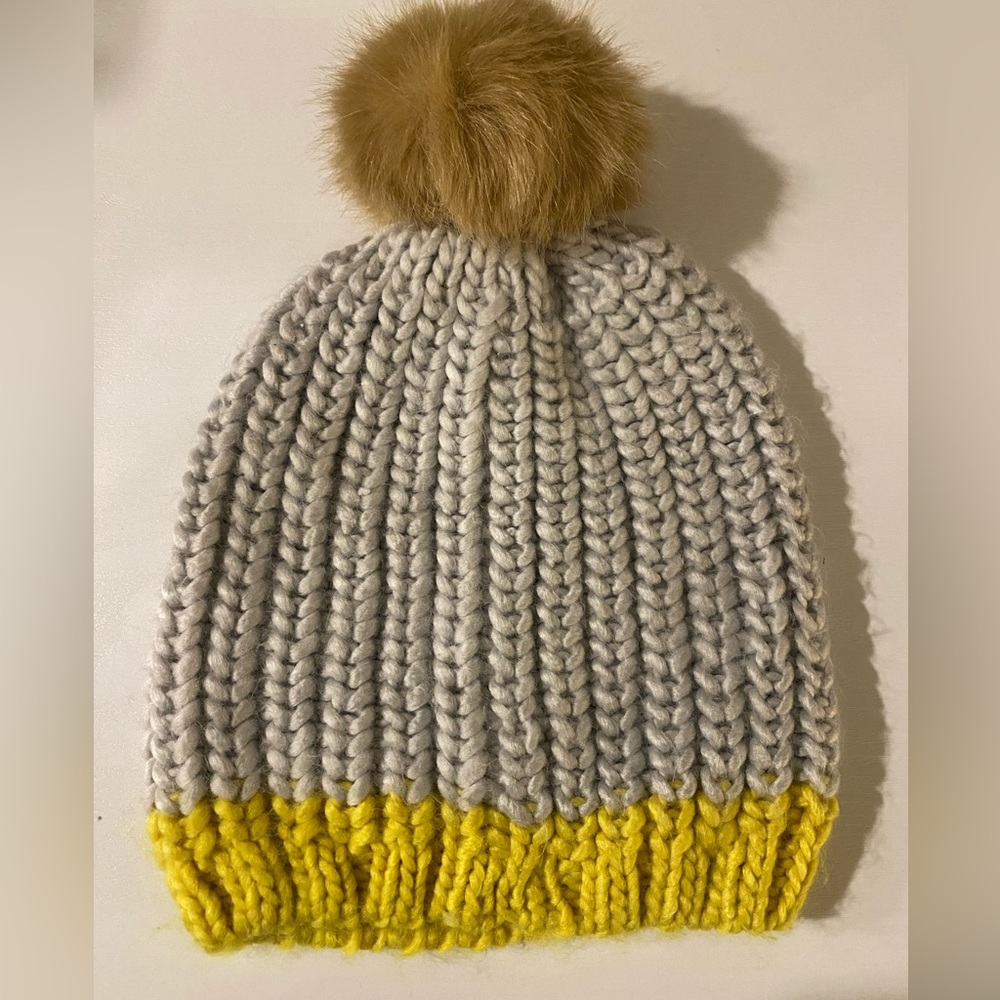 Loft Grey and Yellow Knit hat